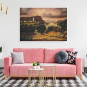 Meer George en het Dorp van Caldwell Canvas Afdruk (Insitu (Woonkamer))