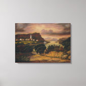 Meer George en het Dorp van Caldwell Canvas Afdruk (Voorkant)