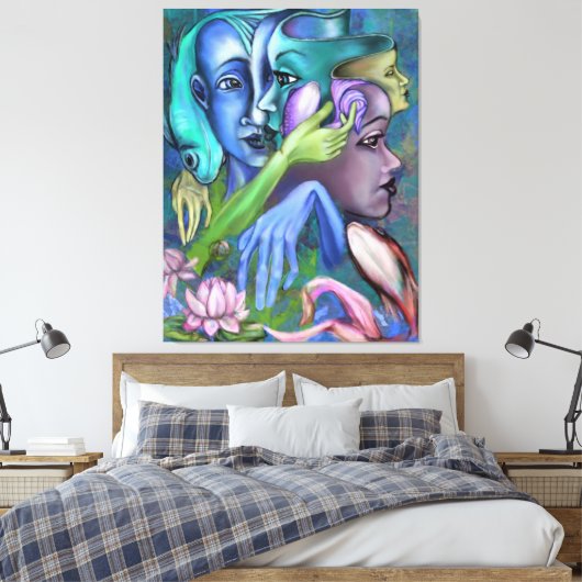 Meer Gezichten Canvas Kubisme Stijl - Schilderen (Insitu (Slaapkamer))