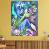 Meer Gezichten Canvas Kubisme Stijl - Schilderen (Insitu (Woonkamer))