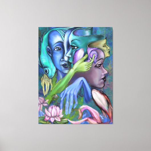Meer Gezichten Canvas Kubisme Stijl - Schilderen Afdruk (Voorkant)