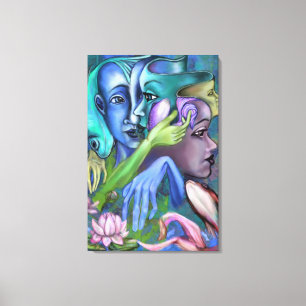 Meer Gezichten Canvas Print Kubisme Stijl - Schild