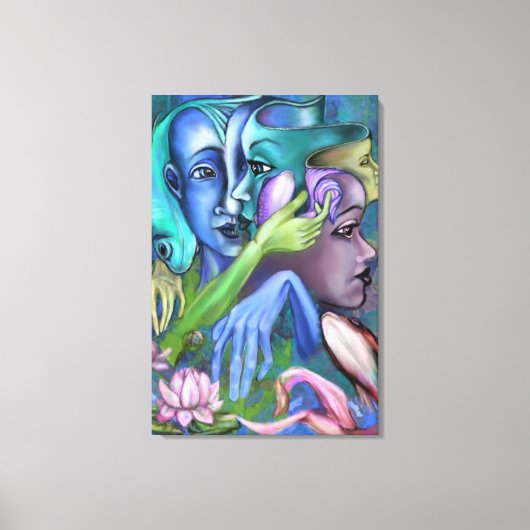 Meer Gezichten Canvas Print Kubisme Stijl - Schild (Voorkant)