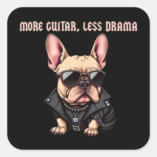 Meer gitaar, minder drama vierkante sticker (Voorkant)