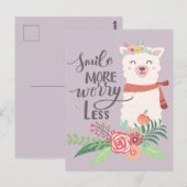 Meer glimlachen lama briefkaart (Voorkant / Achterkant)