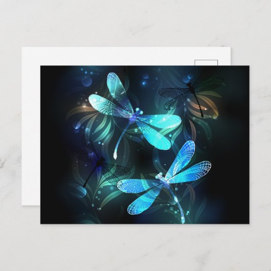 Meer gloeiende libellen aankondigingskaart (Voorkant / Achterkant)