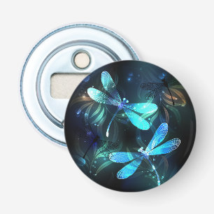 Meer gloeiende libellen button flesopener