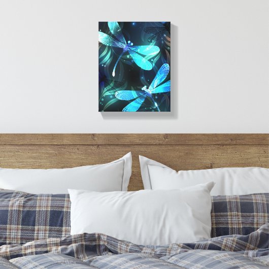 Meer gloeiende libellen canvas afdruk (Insitu (Slaapkamer))