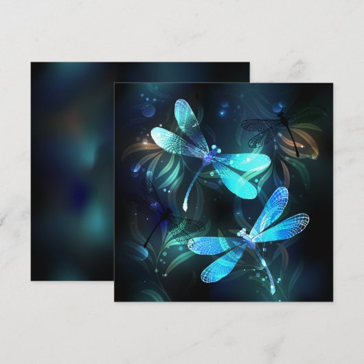Meer gloeiende libellen feestdagenkaart (Voorkant / Achterkant)