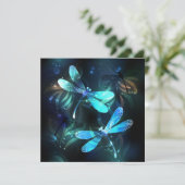 Meer gloeiende libellen feestdagenkaart (Staand voorkant)