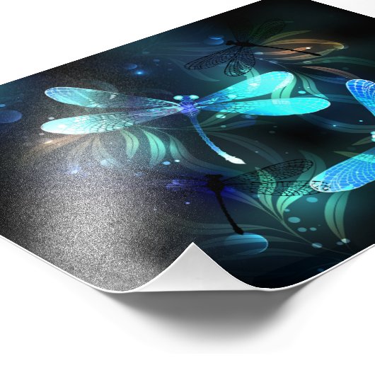 Meer gloeiende libellen foto afdruk (Hoek)