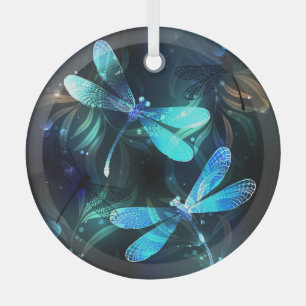 Meer gloeiende libellen glas ornament