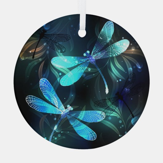 Meer gloeiende libellen glas ornament (Achterkant)