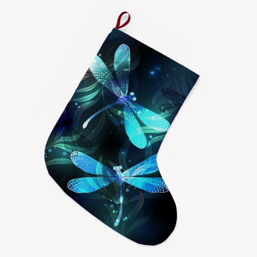 Meer gloeiende libellen grote kerstsok (Voorkant (Hangend))