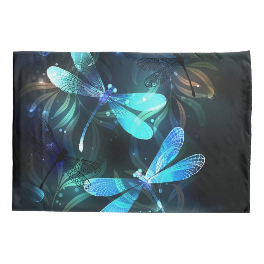 Meer gloeiende libellen kussensloop (Achterkant)