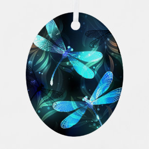 Meer gloeiende libellen metalen ornament