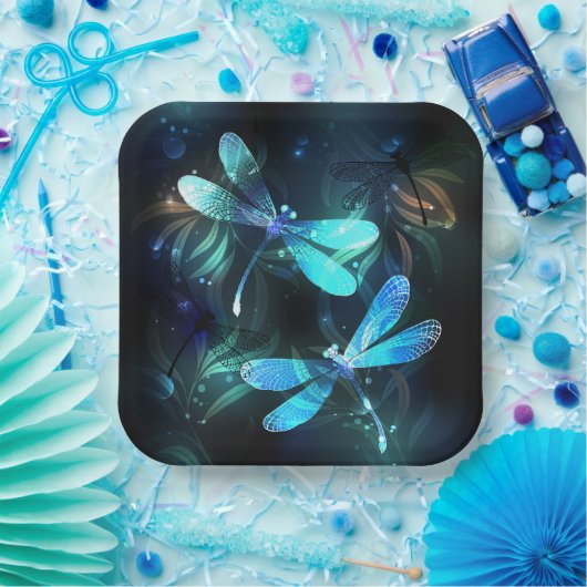 Meer gloeiende libellen papieren bordje (Feest)