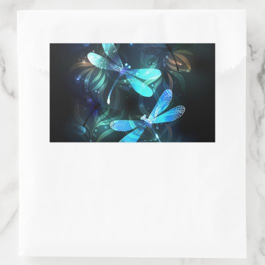Meer gloeiende libellen rechthoekige sticker (Tas)