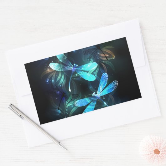 Meer gloeiende libellen rechthoekige sticker (Envelop)