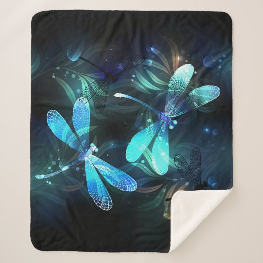 Meer gloeiende libellen sherpa deken (Voorkant)