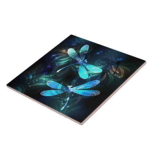 Meer gloeiende libellen tegeltje (Zijkant)