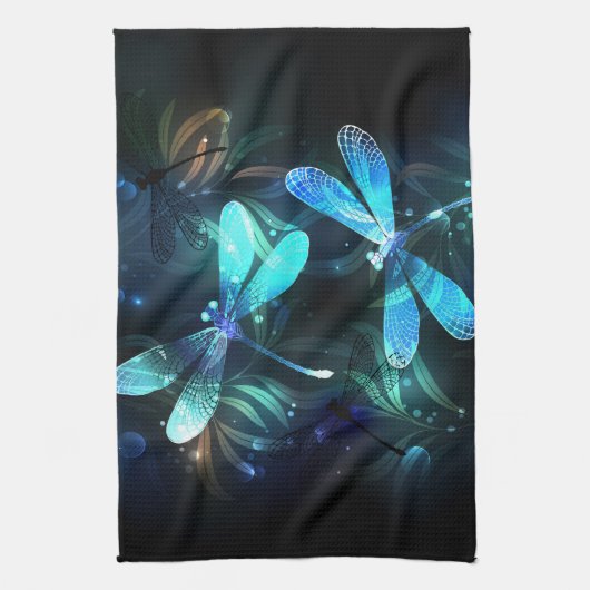 Meer gloeiende libellen theedoek (Verticaal)