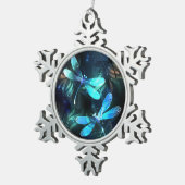 Meer gloeiende libellen tin sneeuwvlok ornament (Rechts)