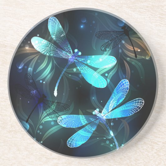 Meer gloeiende libellen zandsteen onderzetter (Voorkant)