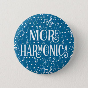 Meer harmonica - blauwe witte muziek ronde button 5,7 cm