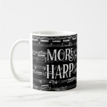 Meer Harp Chalkboard - Black White Music