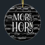 Meer Horn Chalkboard - Black White Music Keramisch Ornament<br><div class="desc">Een mooi ontwerp voor meer paarden met een alkbordeffect met een muziekachtergrond voor muzikale notatievellen in zwart-wit.</div>