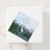 Meer in de bergen rustieke heron bruiloft bedankjes labels (In situ)