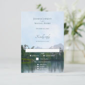 Meer in de bergen rustieke natuur bruiloft RSVP kaartje (Staand voorkant)