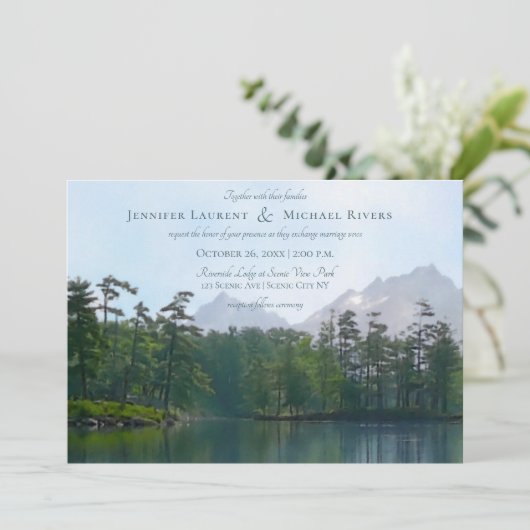 Meer in de bergen rustieke natuur liefhebbers brui kaart (Staand voorkant)