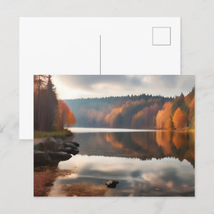 Meer in de herfst briefkaart