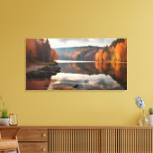 Meer in de herfst canvas afdruk (Insitu (Woonkamer))