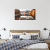 Meer in de herfst canvas afdruk (Insitu (Slaapkamer))