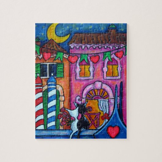 Meer in Venetië Cat Puzzle Legpuzzel (Verticaal)
