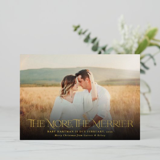 Meer informatie over de foto van zwangerschap folie feestdagenkaart (Staand Voorkant)