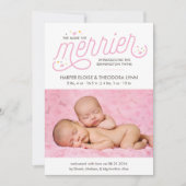 Meer informatie over de geboorte van Merrier Girl Aankondiging (Voorkant)