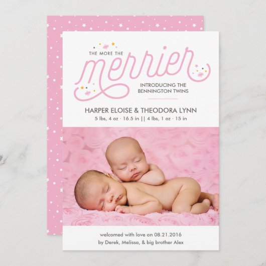 Meer informatie over de geboorte van Merrier Girl Aankondiging (Voorkant / Achterkant)