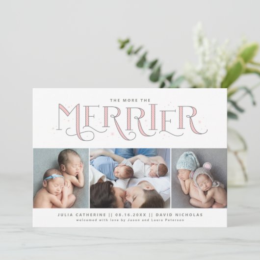 Meer informatie over de geboorte van Merrier Twin  Aankondiging (Staand voorkant)