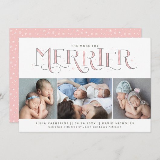 Meer informatie over de geboorte van Merrier Twin Aankondiging (Voorkant / Achterkant)
