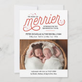 Meer informatie over de Merrier-kersttweeling Feestdagenkaart (Voorkant)