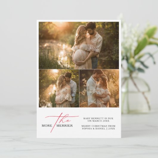 Meer informatie over de Merrier Red Christmas Baby Feestdagenkaart (Staand voorkant)