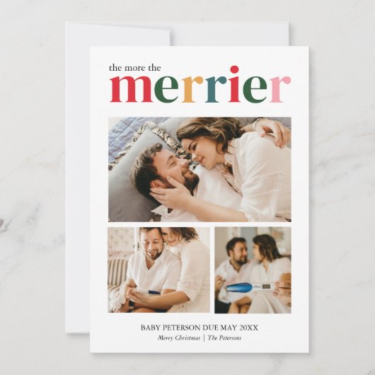 Meer is Merrier Kerst zwangerschapsaankondiging Feestdagenkaart (Voorkant)