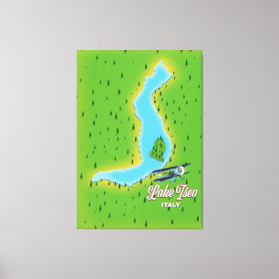 Meer Iseo Italië kaart Canvas Afdruk