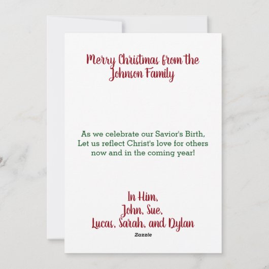 Meer Jezus kerstboomontwerp voor een platte vakant Feestdagenkaart (Achterkant)