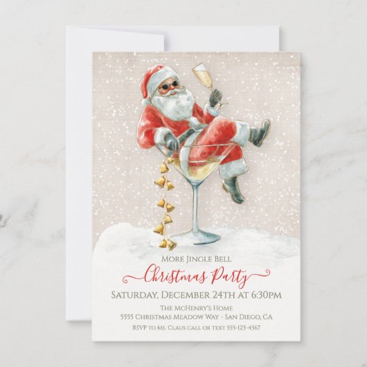 Meer Jingle Bell Santa Martini Kerstfeest Kaart (Voorkant)