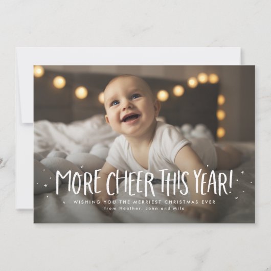 Meer juichen twee foto kerstgeboorte aankondiging (Voorkant)